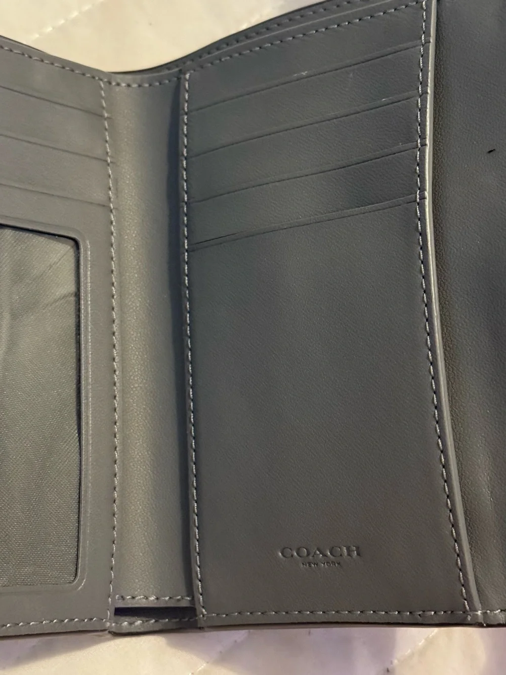 Coach Gray Leather Satchel and Wallet Set with Gold Accent
